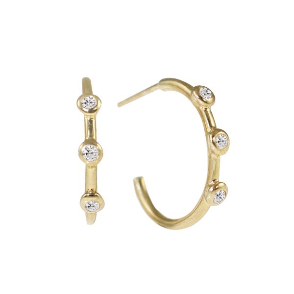 9ct Yellow gold diamond hoop earrings