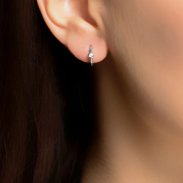 White gold diamond hoop earrings
