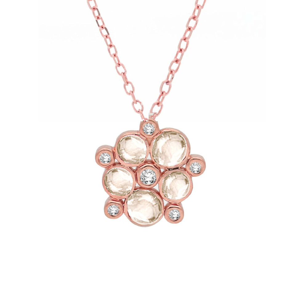 Moonstone and Diamond Pendant in Rose Gold - London Road Jewellery