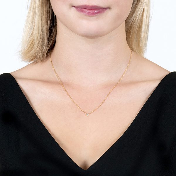 Yellow Gold Diamond Single Stone Raindrop Pendant