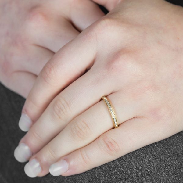 Diamond Yellow Gold Grain Set Stack Ring