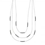 White gold black diamond bead necklace