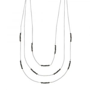 White gold black diamond bead necklace