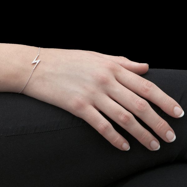 White Gold Diamond Zig Zag Geo Bracelet