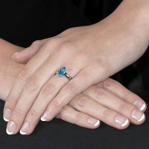 White Gold Marquise Blue Topaz Ring