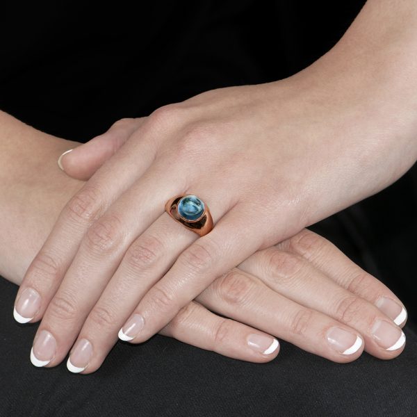 Rose Gold Blue Topaz Bubble Ring