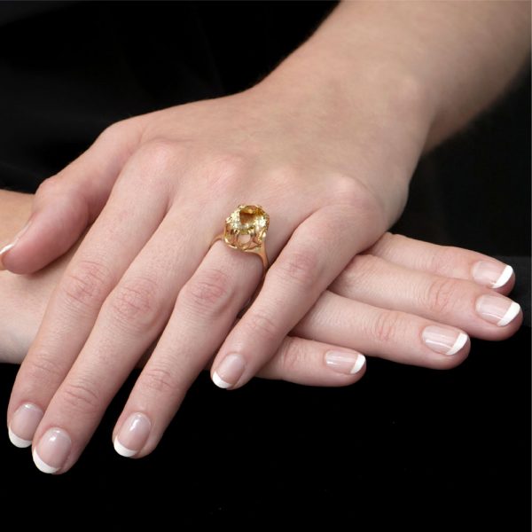 Yellow Gold Lemon Quartz Cocktail Ring