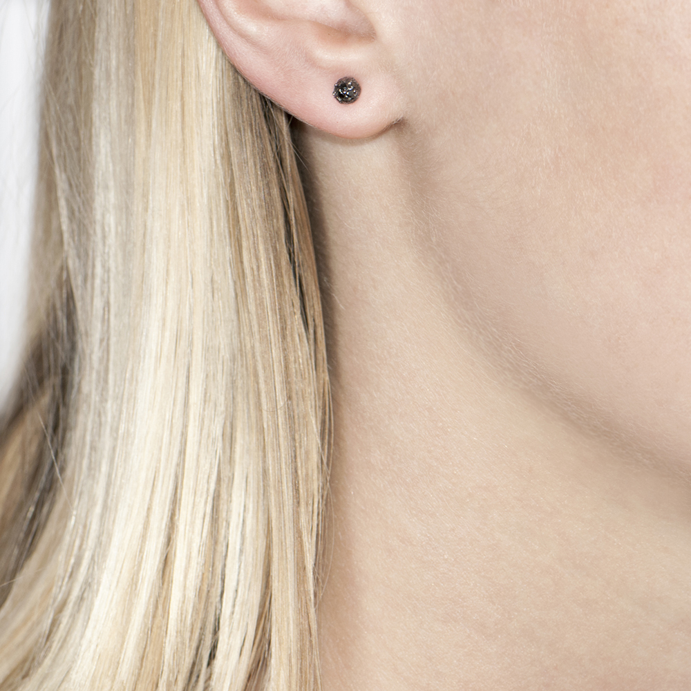 Luxury White Gold Black Diamond Ball Stud Earrings London Road White Gold Black Diamond Ball Stud Earrings