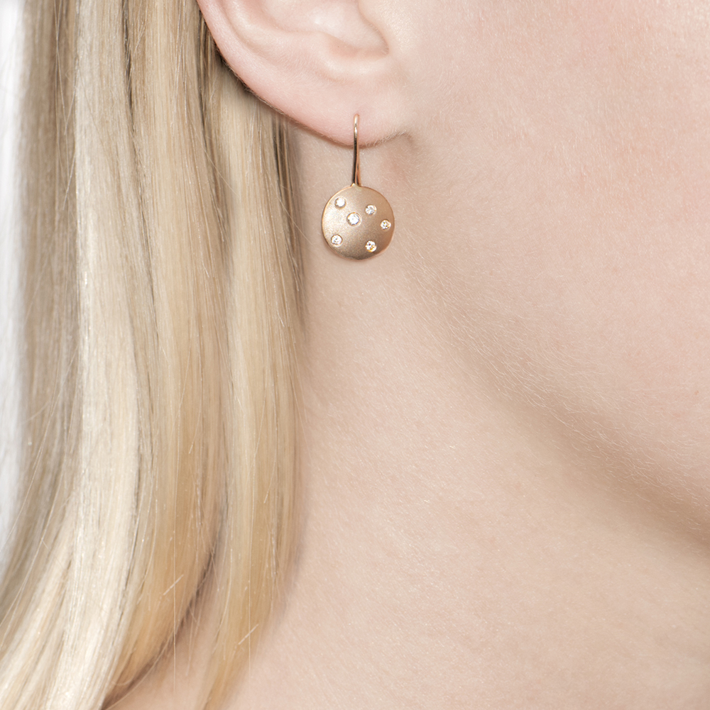Luxury Diamond Rose Gold Disc Drop Earrings London Road Jewellery Diamond Rose Gold Disc Drop Earrings