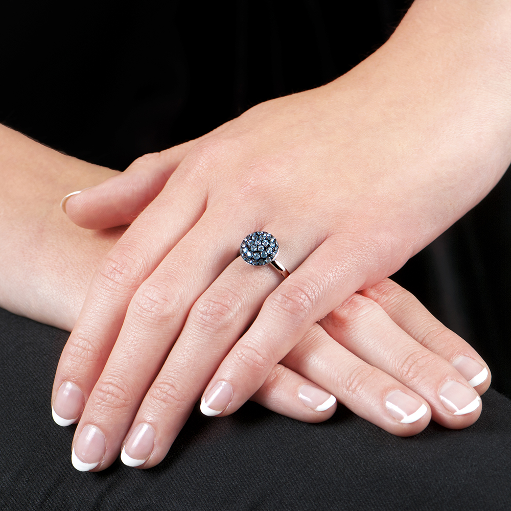 White Gold Blue Topaz Ball Ring
