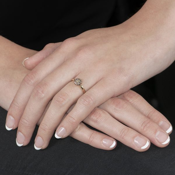 Yellow Gold Cappuccino Diamond Ball Ring