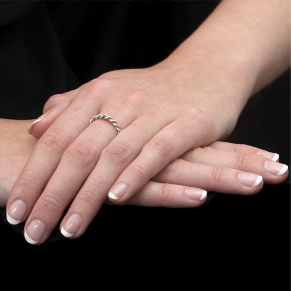 White Gold Rope Stack Ring
