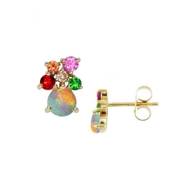 Vintage Style 18K Gold Plated Multicolor Gemstone Dangle Earrings – Chandelier