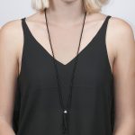 White gold black onyx tassel necklace