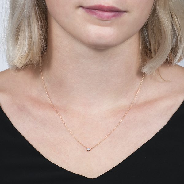 Rose gold diamond solitaire Raindrop pendant