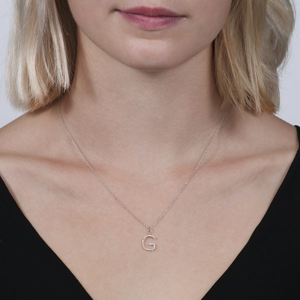 White gold diamond letter G pendant