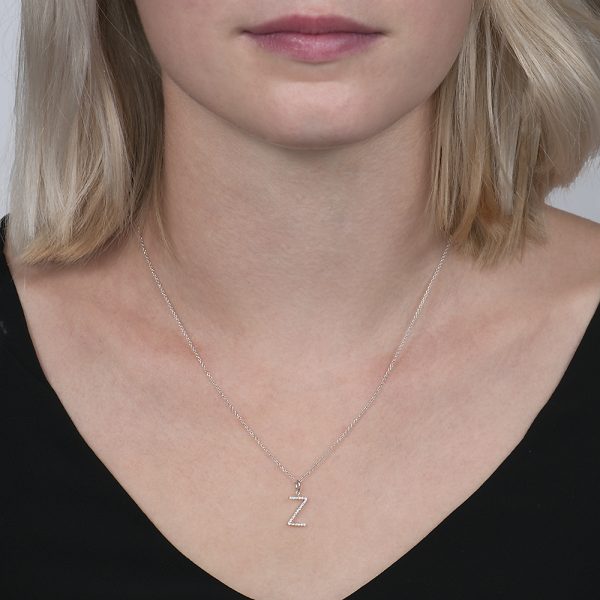 White gold diamond letter Z pendant