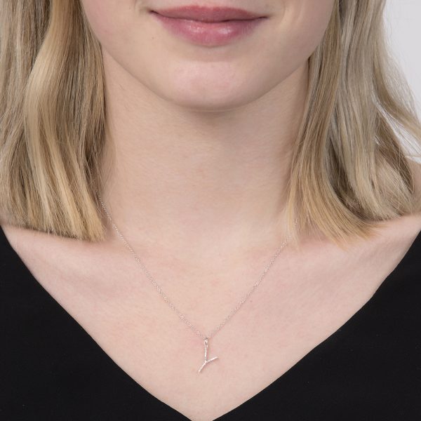 White gold diamond letter Y pendant