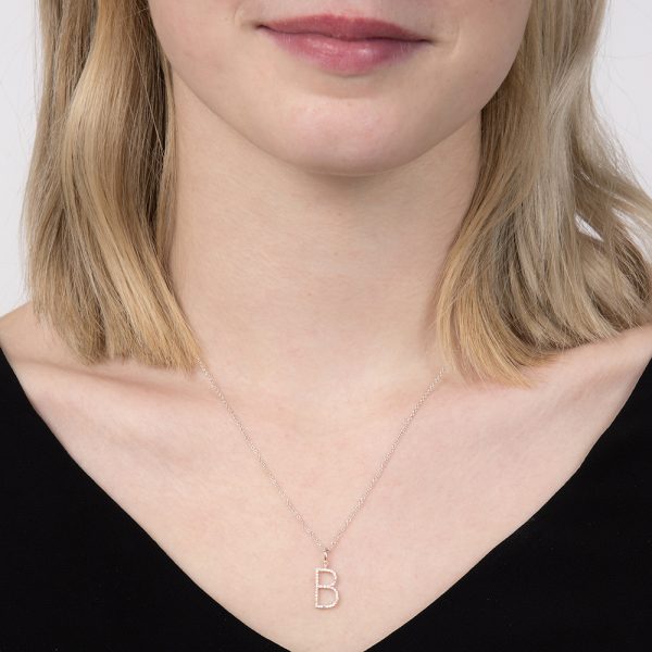 White gold diamond letter B pendant