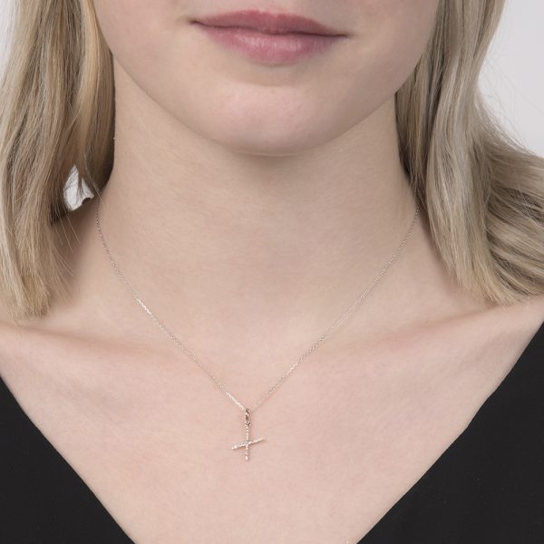 White gold diamond letter X pendant