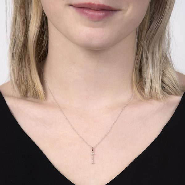 White gold diamond letter I pendant