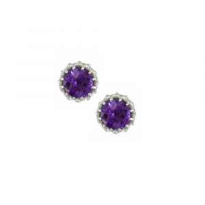 White Gold Amethyst Stud Earrings