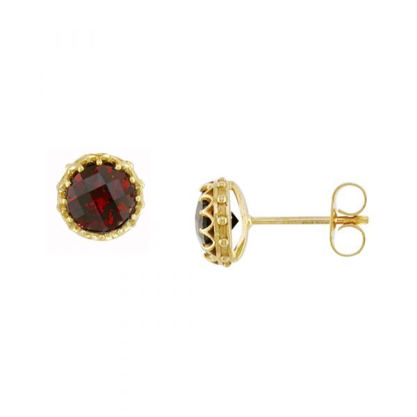 Yellow gold garnet stud earrings