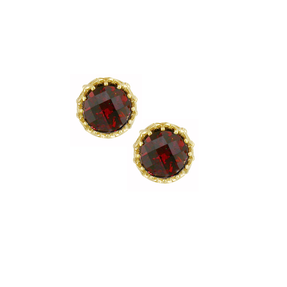 Yellow Gold Garnet Stud Earrings - London Road Jewellery