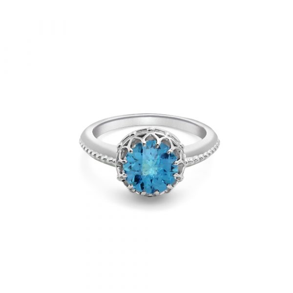 White gold blue topaz ring