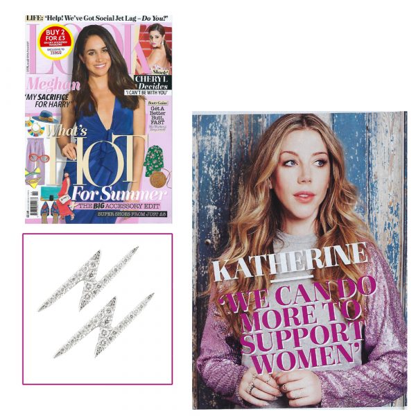 Katherine Ryan wears diamond zig zag earrings