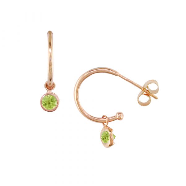 9ct Rose gold peridot hoop earrings