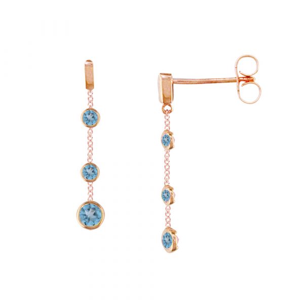 Rose gold blue topaz drop earrings