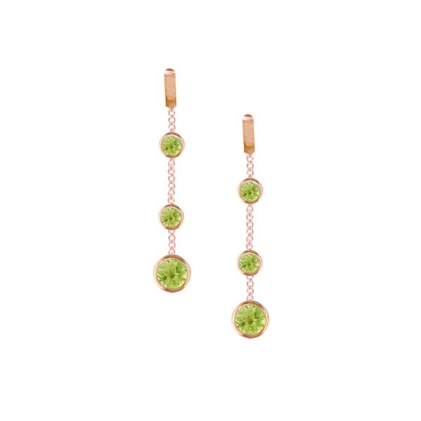9ct Rose gold peridot drop earrings