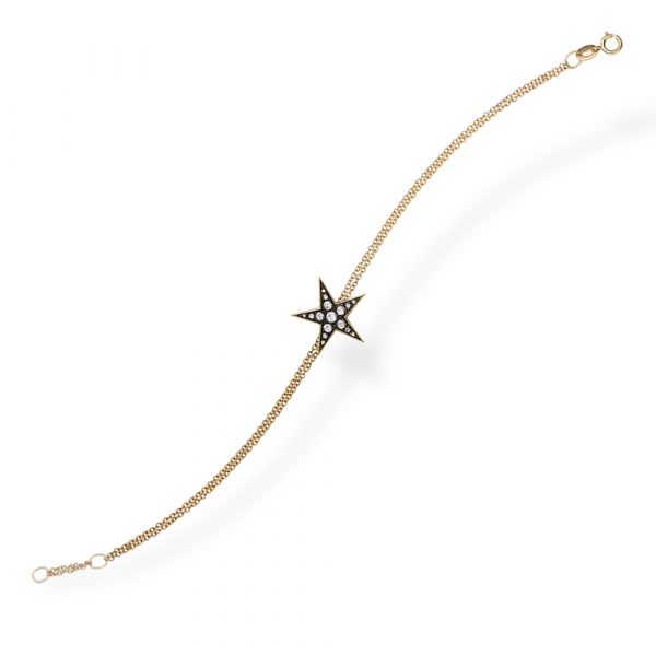 9ct Yellow gold rose cut diamond star bracelet