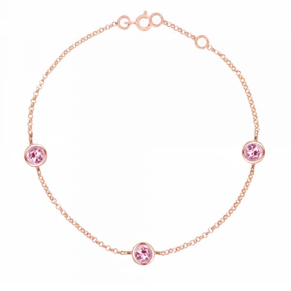 9ct Rose gold pink tourmaline Dew Drop bracelet