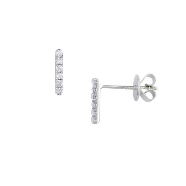 White gold diamond Geo bar earrings