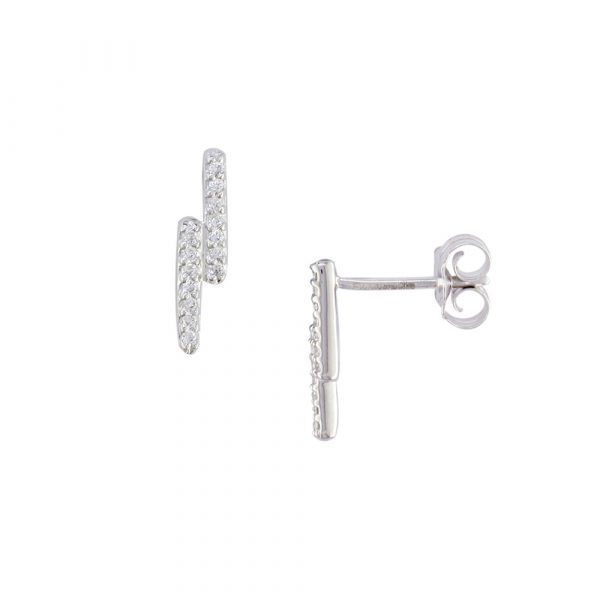 White gold diamond Geo zig zag earrings