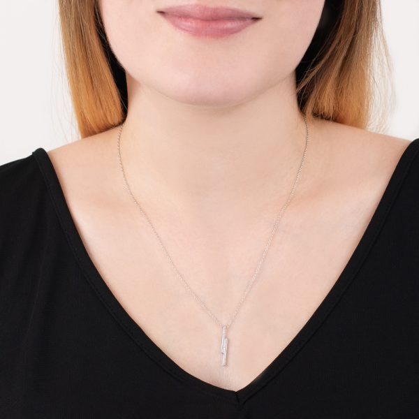 white gold double bar diamond Geo necklace
