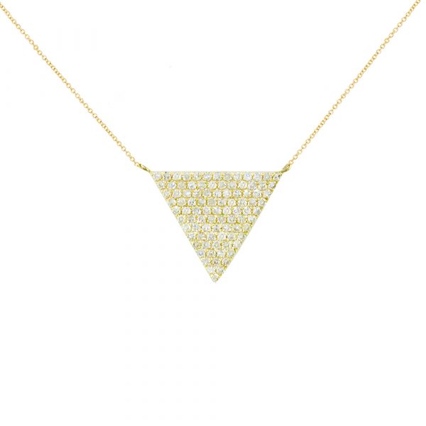 9ct Yellow Gold Diamond Triangle Pendant Necklace - London Road Jewellery