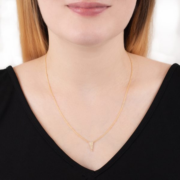 Yellow gold diamond Geo triangle necklace