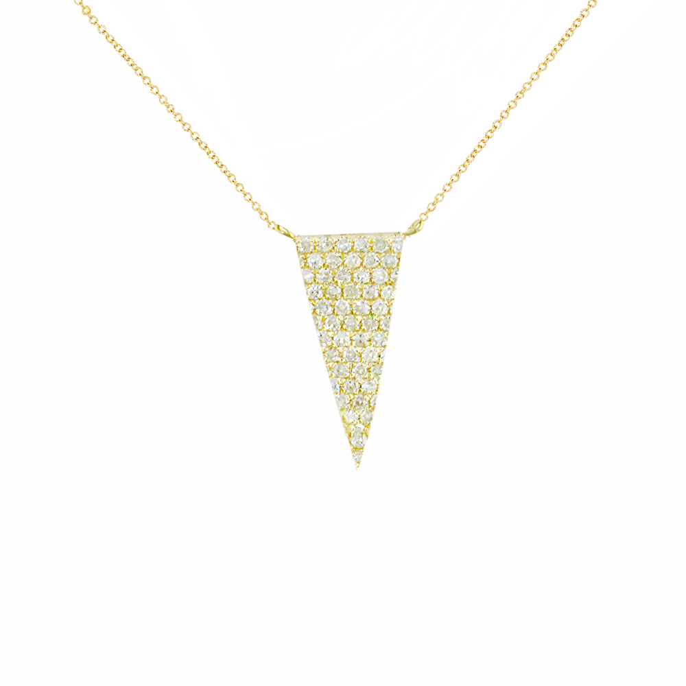 9ct Yellow Gold Diamond Long Triangle Necklace - London Road Jewellery