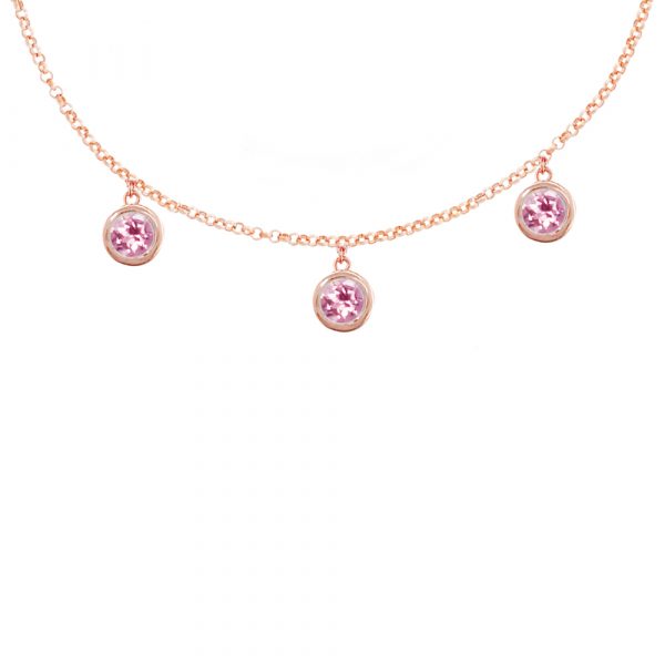 Rose gold pink tourmaline Dew Drop necklace
