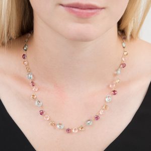 Yellow gold multi gem Carnival necklace