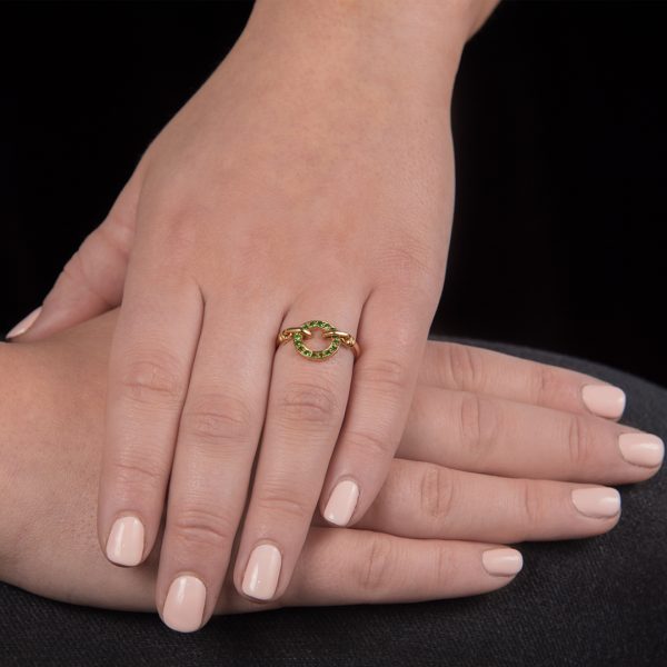 Yellow gold tsavorite Meridian circle ring