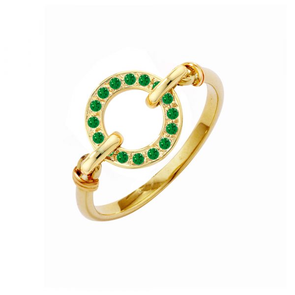 Yellow gold tsavorite garnet Meridian ring