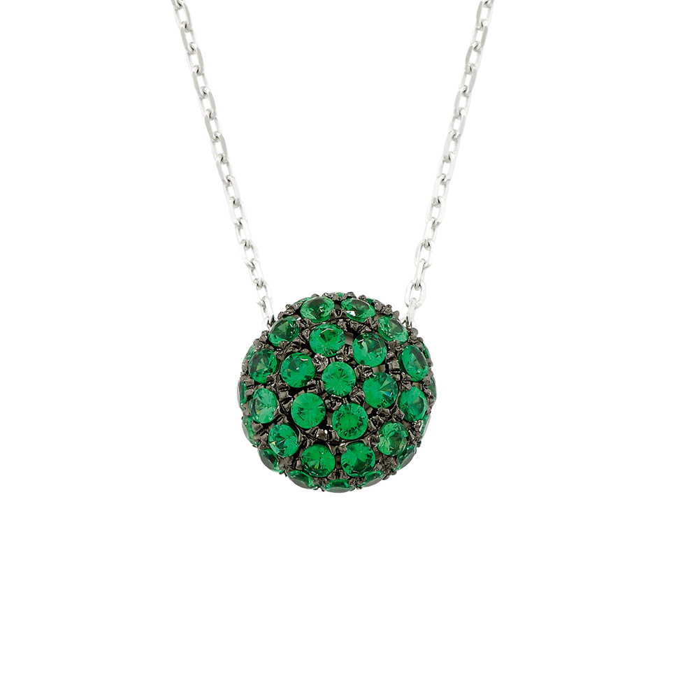 White Gold Tsavorite Ball Pendant Necklace London Road Jewellery