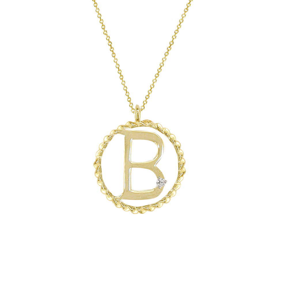 Personalized crown initial B necklace in cz gold plating -