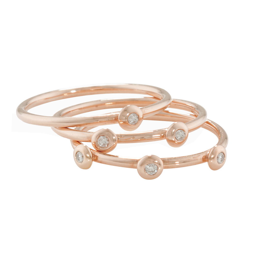  Rose  Gold  Diamond Stacking  Rings  London Road Jewellery