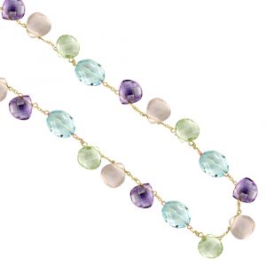 Topaz, Rose quartz, Green and Purple Amethyst Necklace
