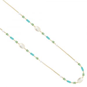 Yellow gold multi gem necklace